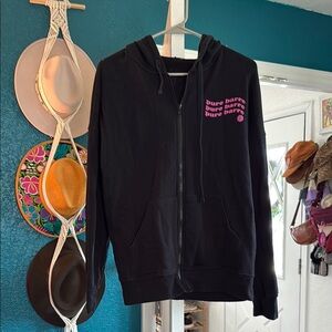 Pure Barre Black Hoodie with Pink Logo